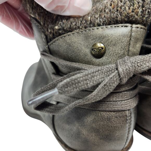 Roxy Dakota Faux Fur Comfort Knit Leather Ankle Boots Dark Gray Size 8 - Picture 6 of 10